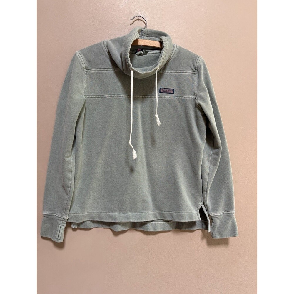 Vineyard Vines Garment Dyed Funnel Neck Cotton Relaxed Shep Shirt Green Size XS